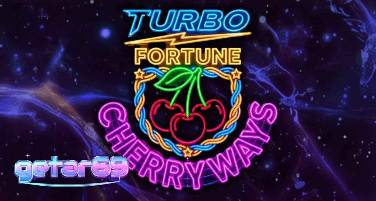 Tampilan visual neon retro-futuristik pada slot Turbo Fortune Cherryways